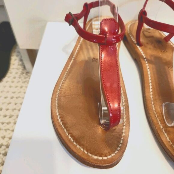 K.JACQUES St. Tropez "PICON" Red Patent Leather Thong Sandals sz.8/38 Ret.$270 - Picture 3 of 12